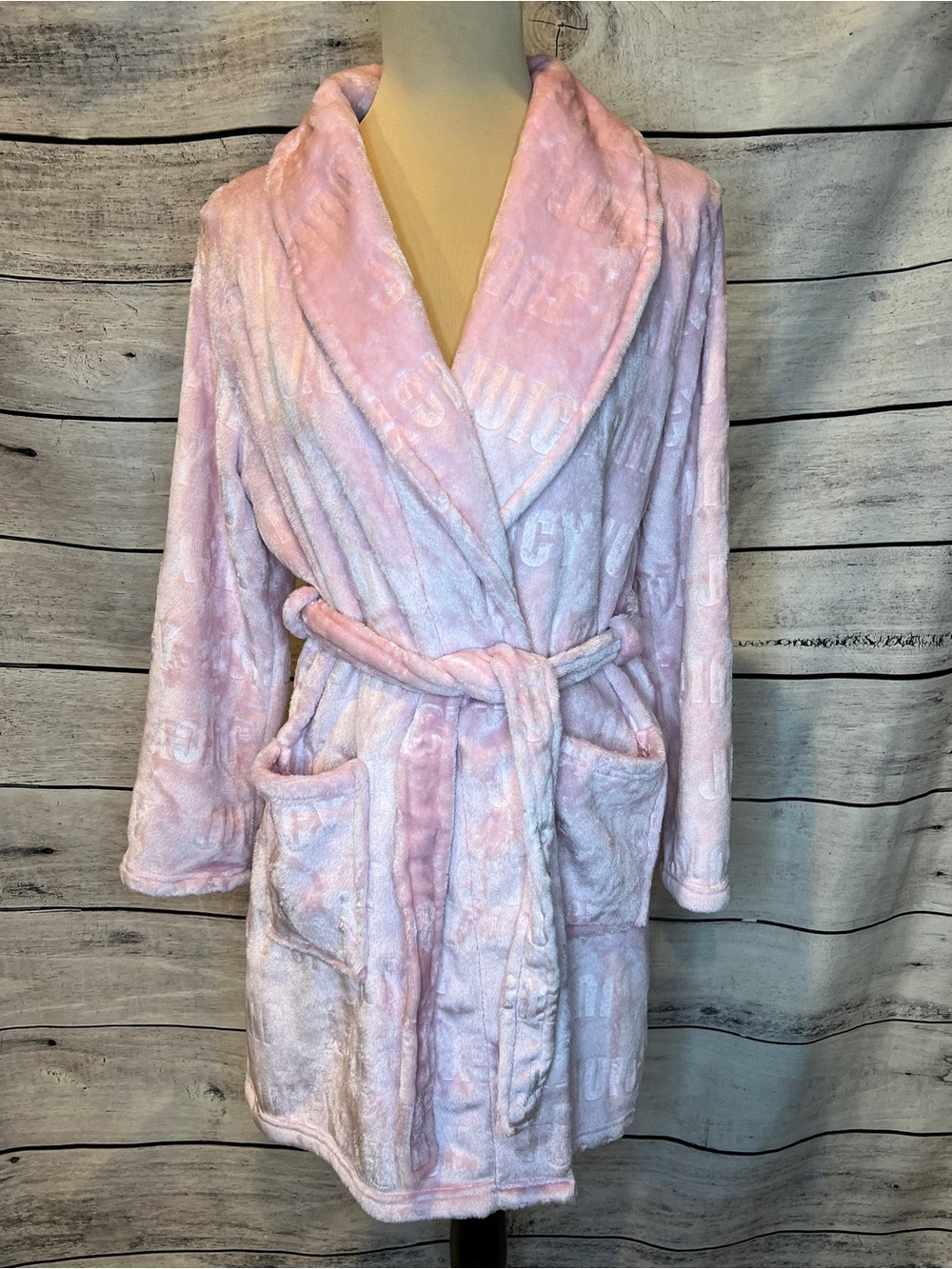 Juicy Couture Luxe Plush Short Bathrobe Light Blush Pink Size S/M Robe